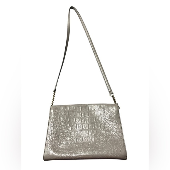 KATE SPADE Harwood Place Fiona Crossbody Soft Taupe Gray Color Croc Leather - Picture 3 of 13